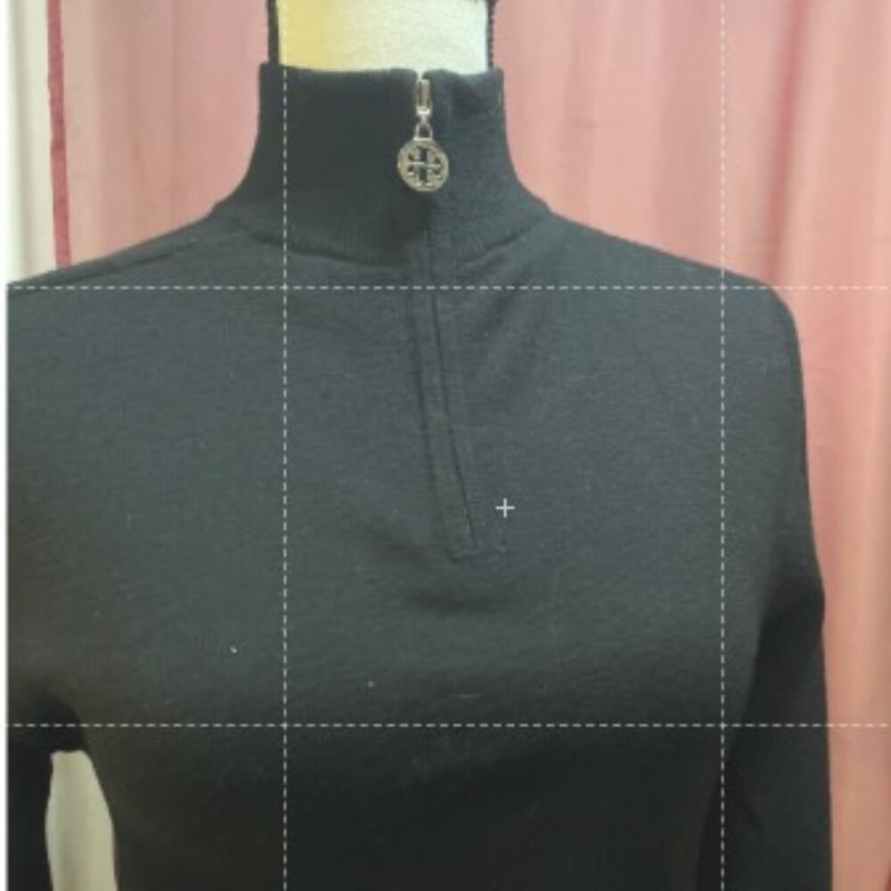 TORY BURCH - 100% cashmere highneck w/logo 1/4 zip